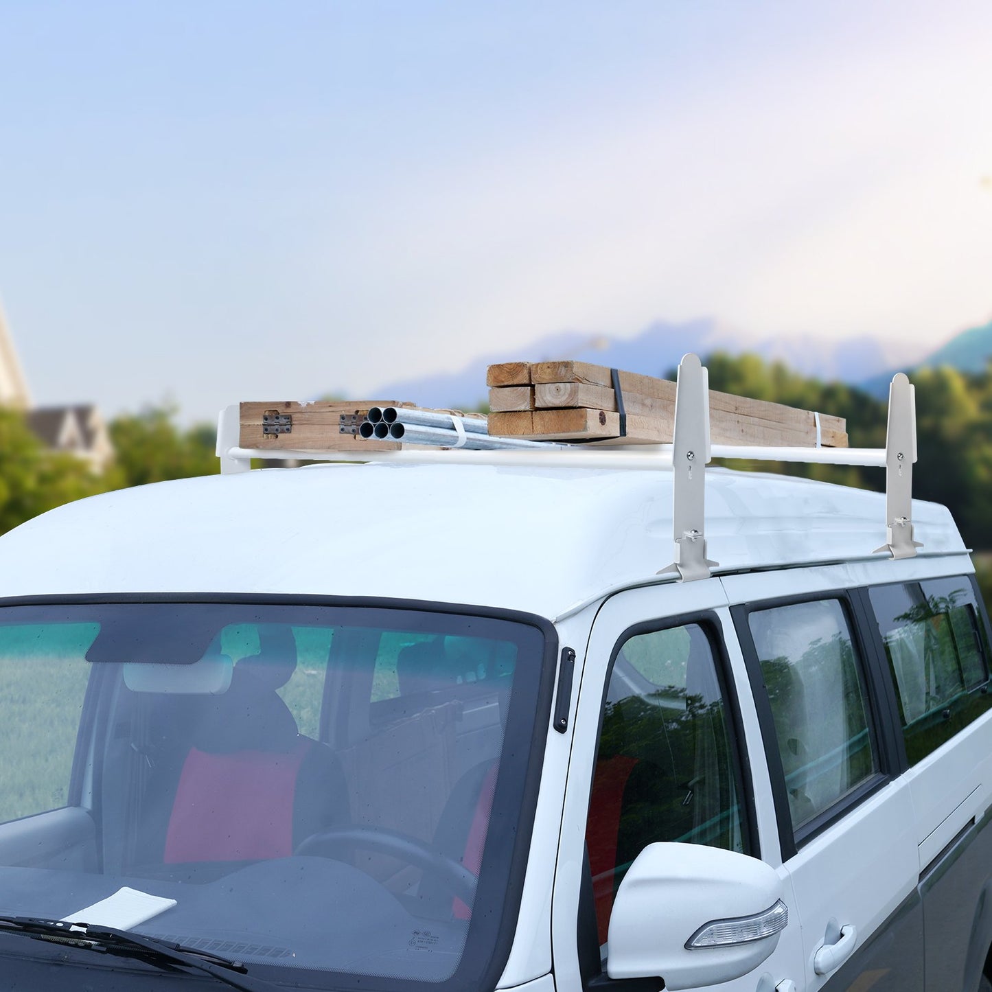 VEVOR 2-Bar Van Roof Ladder Rack Alloy Adjustable 47.2"-78.7" for Full-Size Vans
