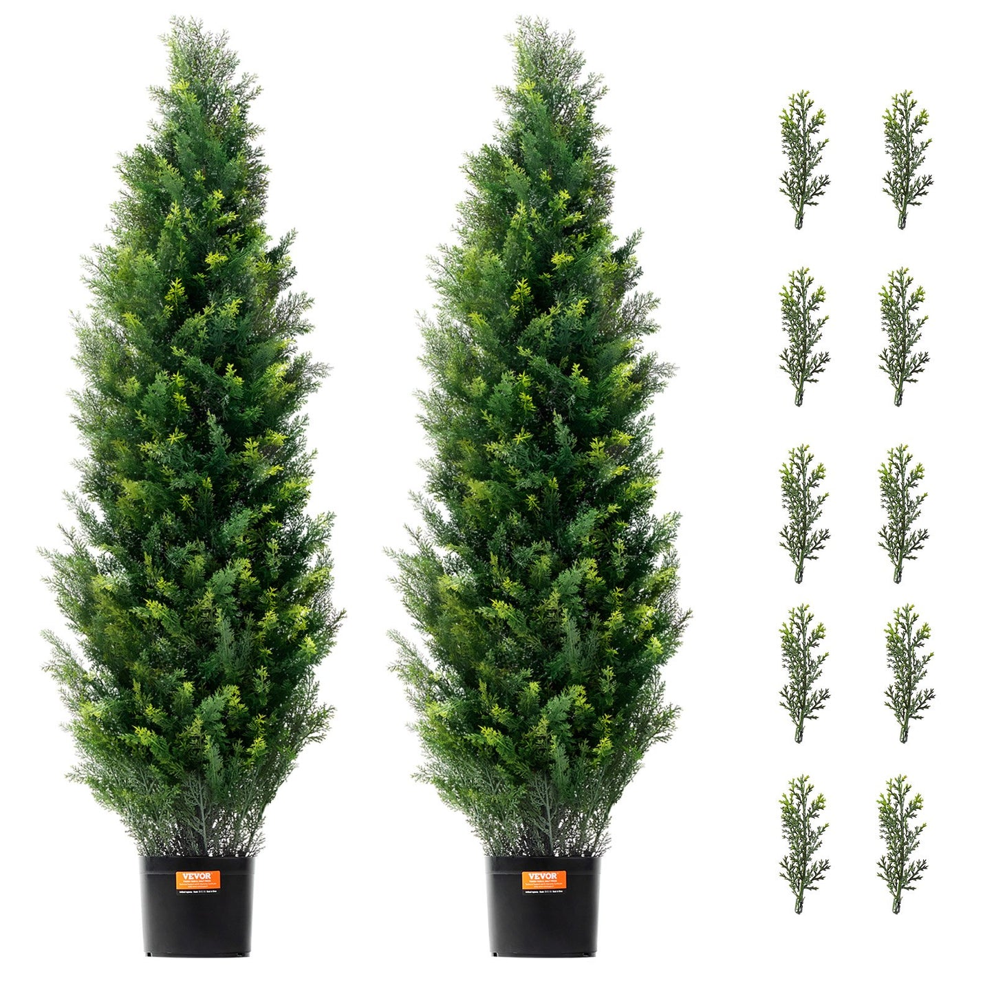 2 Pack 4' Artificial Cedar Topiary Tree Faux Plant UV Decor In/Outdoor