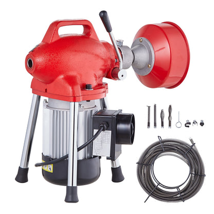 VEVOR Drain Cleaner Machine 66FT x 5/8In 250W Sectional Snake Auger Manual Feed