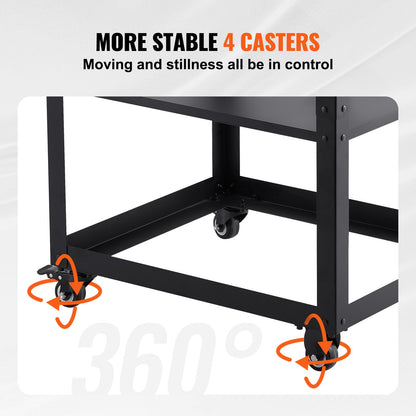 VEVOR Planer Stand, 100 lbs / 45 kg heavy loads, Three-Gear Height Adjustable Thickness Planer Table,with 4 Stable Casters & Storage Space, for most planers, saws, bench-top machines, power tools