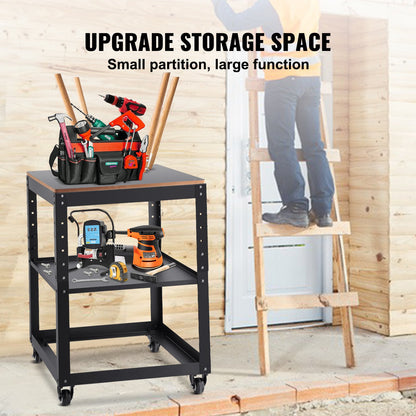 VEVOR Planer Stand, 100 lbs / 45 kg heavy loads, Three-Gear Height Adjustable Thickness Planer Table,with 4 Stable Casters & Storage Space, for most planers, saws, bench-top machines, power tools