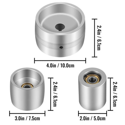 VEVOR Belt Grinder 2" x 72" Wheel Set, Belt Knife Grinder Wheel Set, Aluminum Belt Grinder Wheel Crowned for Knife Grinder with 4" Drive Wheel (0.94" Bore), 3" Tracking Wheel and 2 x 2" Idler Wheels
