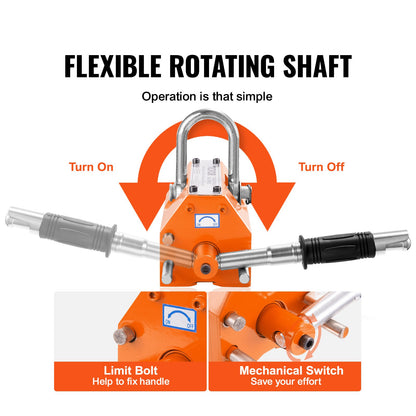 VEVOR Magnetic Lifter, 400 kg/880 lbs Pulling Capacity, 2.5 Safety Factor, Neodymium & Steel, Lifting Magnet with Release, Permanent Lift Magnets, Heavy Duty Magnet for Hoist, Shop Crane, Block, Board