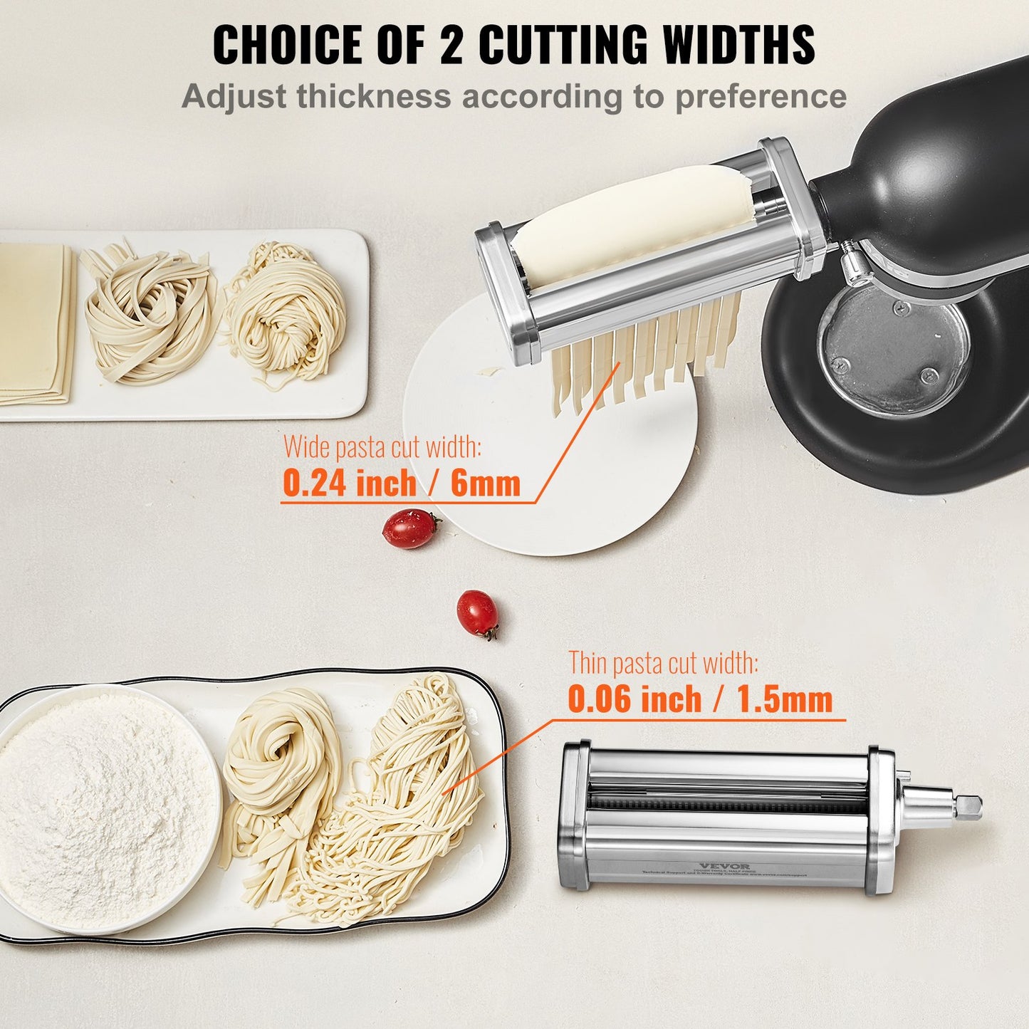 VEVOR 3Pcs Pasta Attachment for KitchenAid Stand Mixer Pasta Roller Cutter Set
