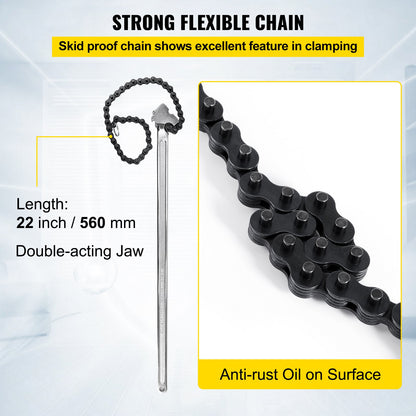 VEVOR 24 Inch Pipe Chain Wrench Heavy Duty 6.7 Inch Chain Wrench