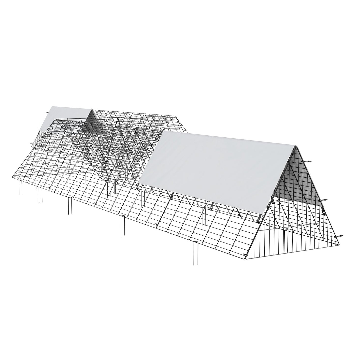 VEVOR Chicken Tunnels, 729 x 200 x 61.5cm(LxWxH) Chicken Tunnels for Yard, Portable Chicken Tunnels for Outside with Corner Frames, 2 Sets, Suitable for Chickens, Ducks, Rabbits