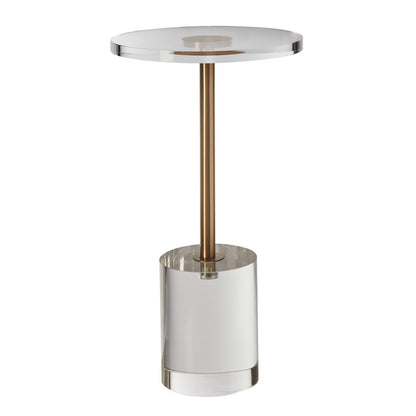 VEVOR Clear Acrylic End Table, Acrylic Side Table with a Solid Base, 11.9 x 11.9 inch Round Tabletop, 21.4 inch High, for Coffee, Drink, Food, Snack used in Living Room, Bedroom, and Study