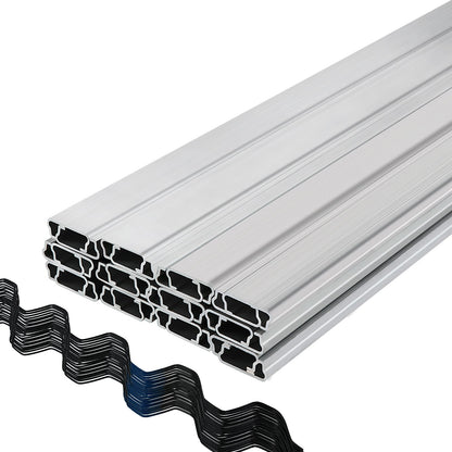 VEVOR Spring Wire and Lock Channel,2 m Spring Lock & U-Channel Bundle for Greenhouse, 20 Packs PE Coated Spring Wire & Aluminum Alloy Channel, Plastic Poly Film or Shade Cloth Attachment with Screw