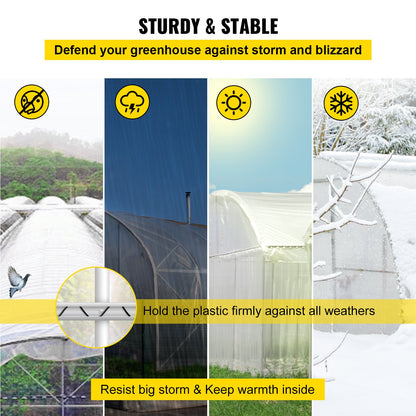 VEVOR Spring Wire and Lock Channel,2 m Spring Lock & U-Channel Bundle for Greenhouse, 20 Packs PE Coated Spring Wire & Aluminum Alloy Channel, Plastic Poly Film or Shade Cloth Attachment with Screw