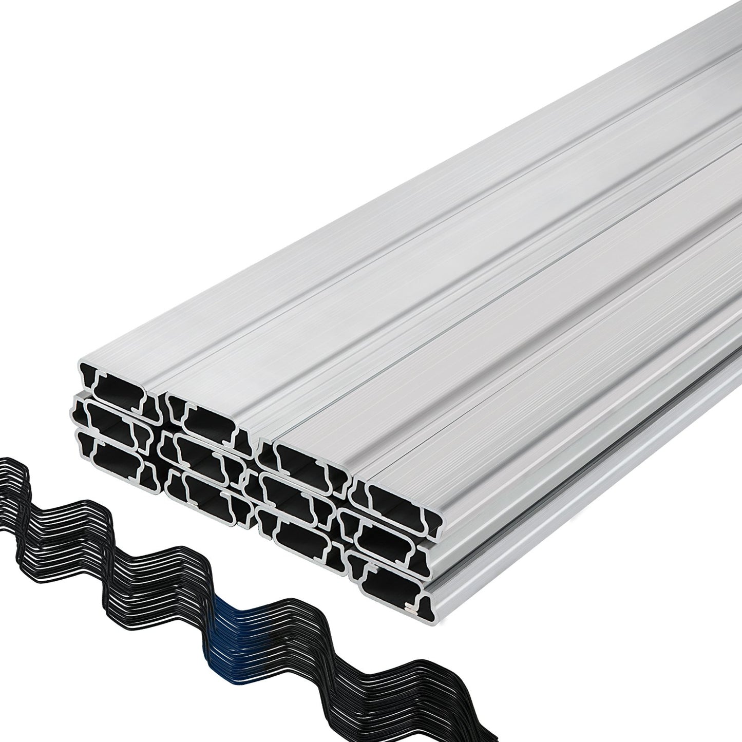VEVOR Spring Wire and Lock Channel, 2m Spring Lock & U-Channel Bundle for Greenhouse, 40 Packs PE Coated Spring Wire & Aluminum Alloy Channel,Plastic Poly Film or Shade Cloth Attachment with Screw