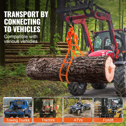VEVOR Timber Claw Hook, 28 inch 4 Claw Log Grapple for Logging Tongs, Swivel Steel Log Lifting Tongs, Eagle Claws Design with 2205 lbs/1000 kg Loading Capacity for Tractors, ATVs, Trucks, Forklifts