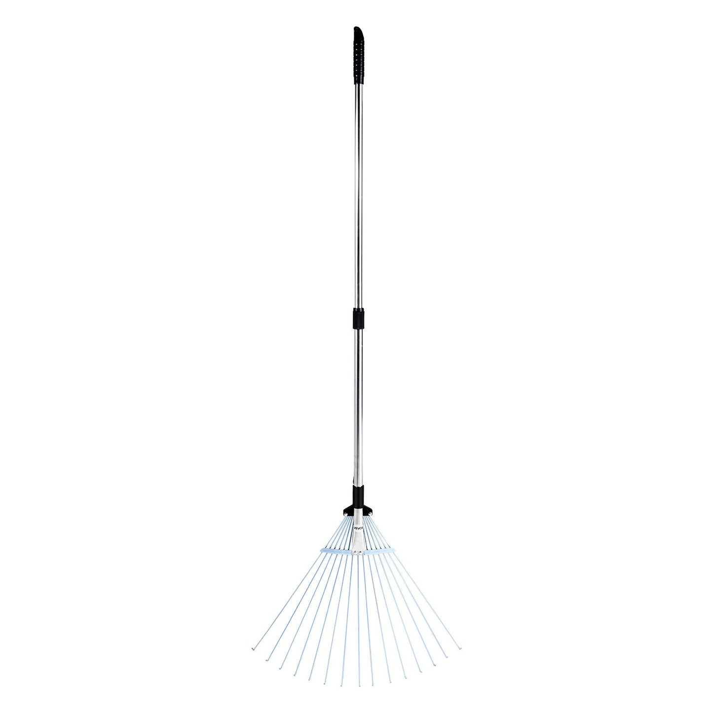 VEVOR Leaf Rake, 15 Metal Tines, Adjustable Garden Rake for Lawns with 19-57 cm Wide Head and 81.3-160 cm Long Handle, Heavy Duty Stainless Steel Small Leaves Tool for Gardening Camping Yard Grass