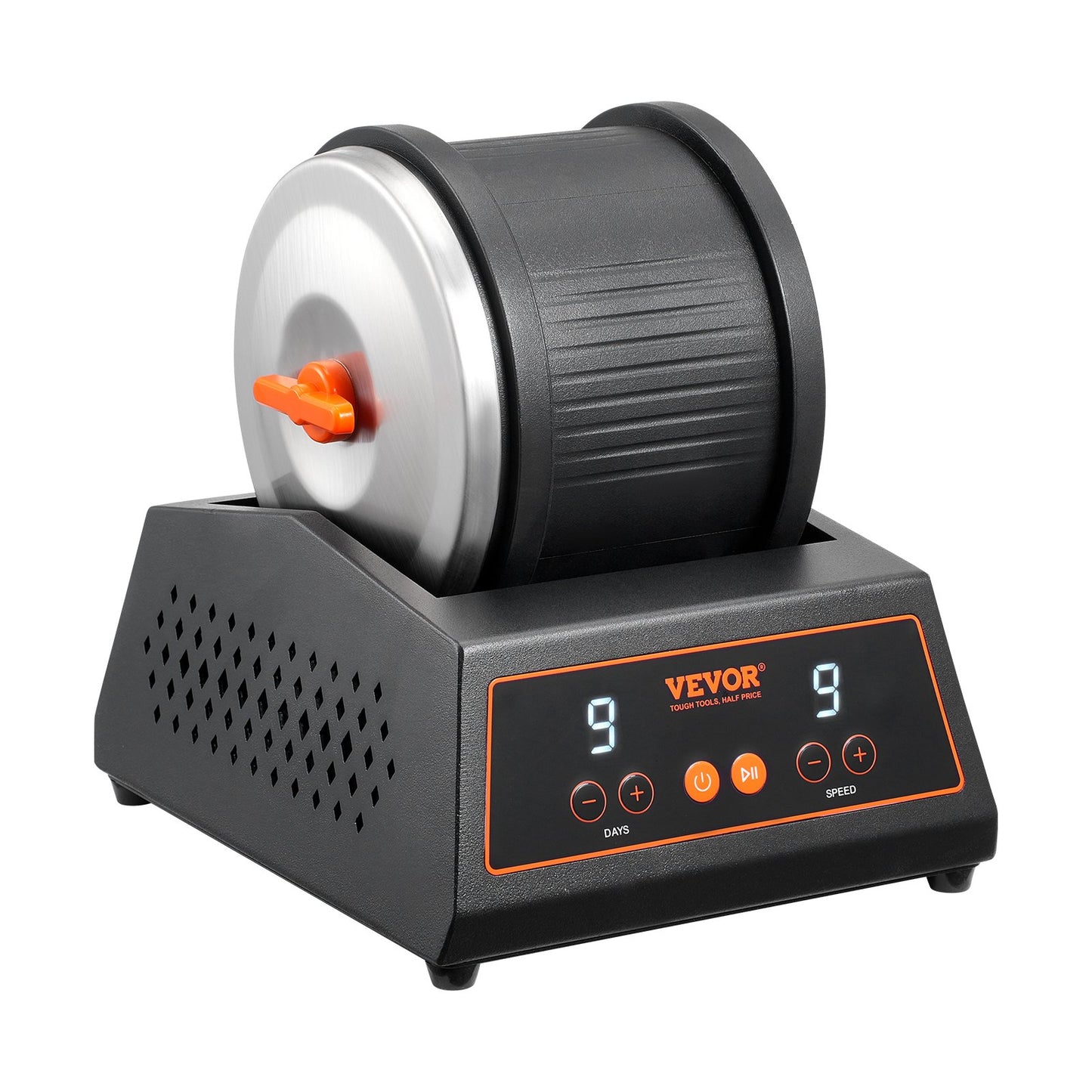 VEVOR Rock Tumbler Machine 4 lbs Rock Polishing Kit 9 Speed 9-Day Timer Steel