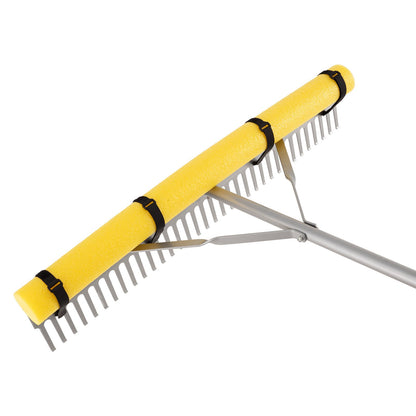 VEVOR Landscape Rake, 914 mm Wide Head 3380 mm Handle, Large Heavy Duty Aluminum Landscaping Leaf Rake Tool, Asphalt Level for Loosening Soil, Garden & Yard, Pond Gravel & Beach Lawn Care, 15.8m Rope