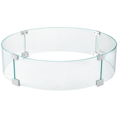 VEVOR Fire Pit Wind Guard, Glass Flame Guard, Round Glass Shield, 1/4-Inch Thick Fire Table, Clear Tempered Glass Flame Guard, Aluminum Alloy Feet for Propane, Gas, Outdoor (23 x 23 x 6 Inch)