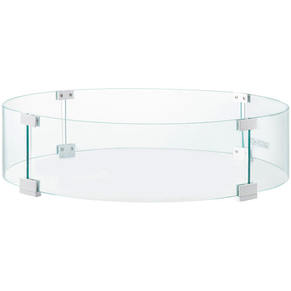 VEVOR Fire Pit Wind Guard, Glass Flame Guard, Round Glass Shield, 1/4-Inch Thick Fire Table, Clear Tempered Glass Flame Guard, Aluminum Alloy Feet for Propane, Gas, Outdoor (23 x 23 x 6 Inch)