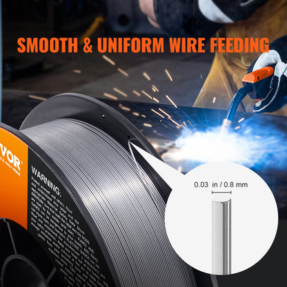 VEVOR Flux Core Welding Wire, E71T-GS 0.030-inch 10LBS, Gasless Mild Steel MIG Welding Wire with Low Splatter for All Position Arc Welding and Outdoor Use