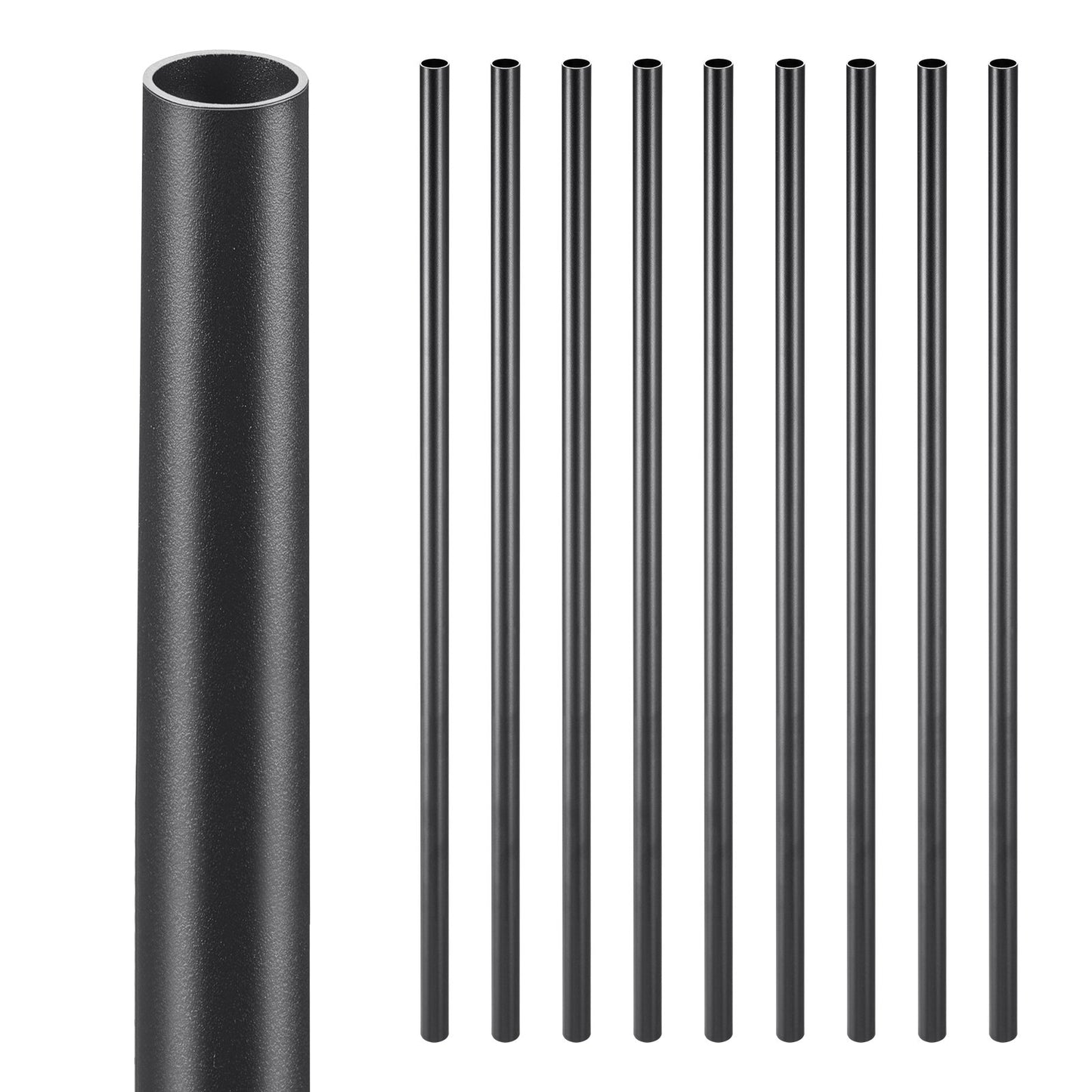 VEVOR Staircase Balusters 101 Pack, 660 mm Aluminum Stair Balusters, 19 mm Water-Proof Round Metal Spindle Railing, Hollow Deck Railing with Rail Caps & Screws for Stairs, Porch, Patio, Matte Black