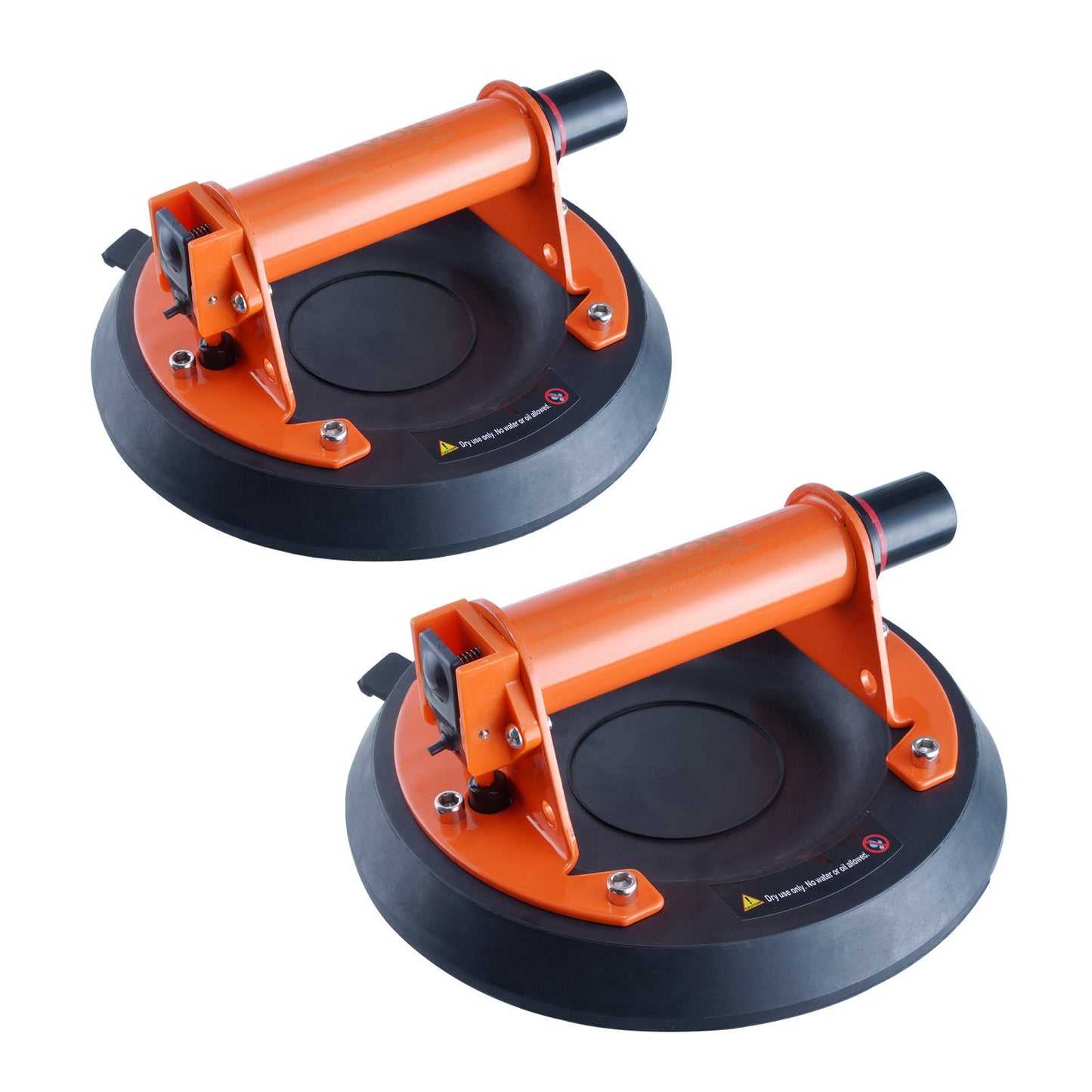 VEVOR Glass Suction Cup, 203 mm 2 Pack 278 kg Capacity, Vacuum Suction Cup with Steel Handle & Carry Box, Heavy Duty Industrial Suction Cup Lifter Tool for Glass, Granite, Tile, Metal, Wood Lifting