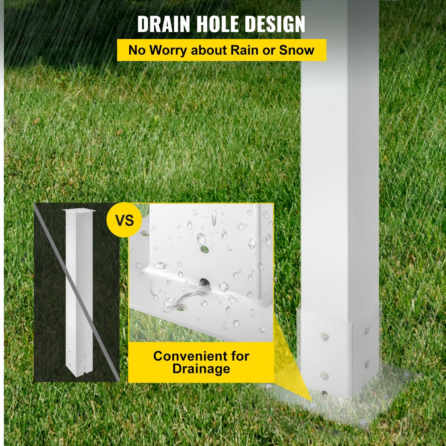 VEVOR Mailbox Post, 43\" High Mailbox Stand, White Powder-Coated Mail Box Post Kit, Q235 Steel Post Stand Surface Mount Post for Sidewalk and Street Curbside, Universal Mail Post for Outdoor Mailbox