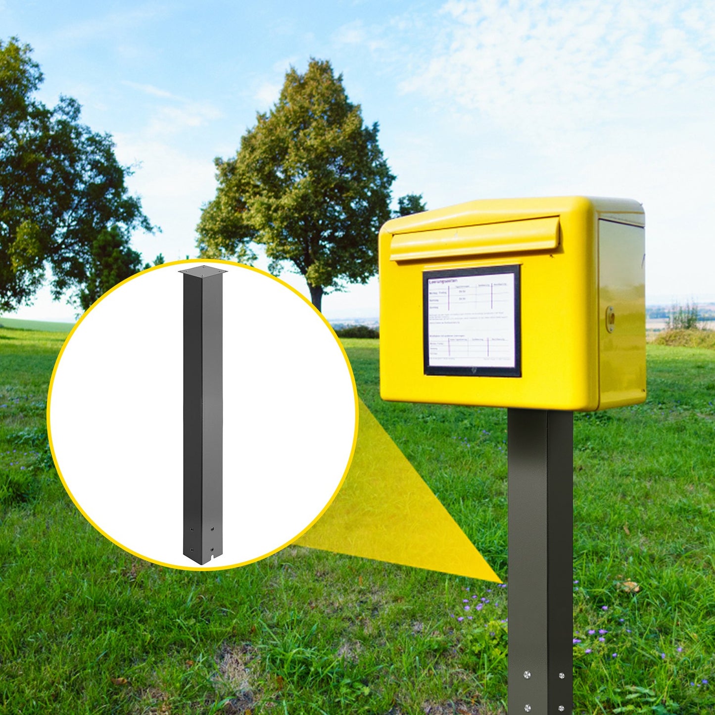 VEVOR Mailbox Post Stand Mail Box Post 43" Black Powder-Coated Steel for Outdoor