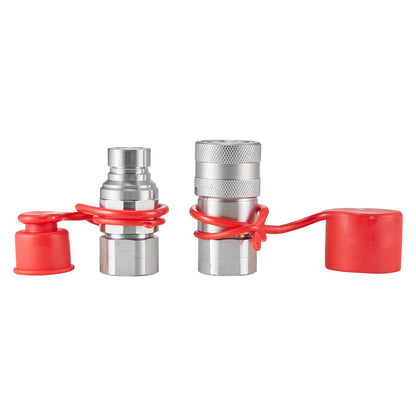 VEVOR 1/2" Flat Face Hydraulic Couplers 1/2" NPT Skid Steer Couplers 2 Dust Caps