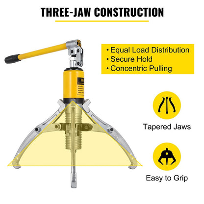 VEVOR Hydraulic Gear Puller, 15 Ton Max. Capacity Hydraulic Puller, 2 or 3 Jaws Bearing Hub Separator, 3.9"- 11.8" Hydraulic Puller Separator Tool for Pulling Hubs, Flanges, Gears, Bearings