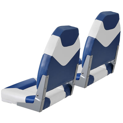 VEVOR Boat Seats, 555 mm High Back Boat Seat, Folding Boat Chair with Thickened Sponge Padding and Hinge, Fold-Down Boat Captain Chairs for Fishing Boat, Sightseeing Boat, Speedboat, Canoe, 2-Pack
