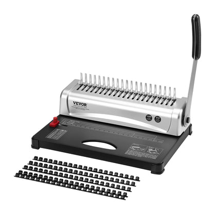 VEVOR Binding Machine, Comb Binding Machine 21-Holes Binding 450 Sheets, Book Binder Machine with 100 PCS 3/8'' Comb Binding Spines, for Letter Size, A4, A5