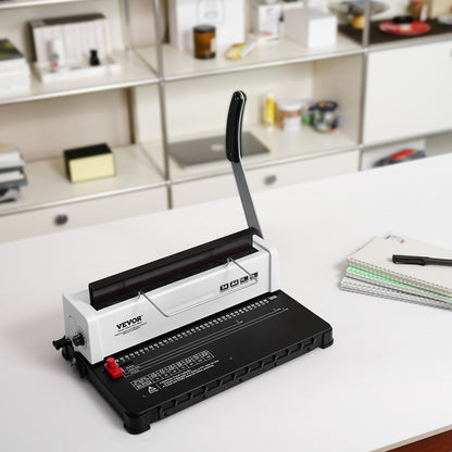 VEVOR Coil Spiral Binding Machine, Manual Book Maker 34-Holes Binding 120 Sheets, Punch Binder with Adjustable Side Margin, for Letter Size, A4, A5