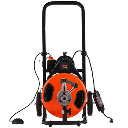 VEVOR Drain Cleaner Machine Electric Drain Auger 100 FT x 3/8 In Auto Feed
