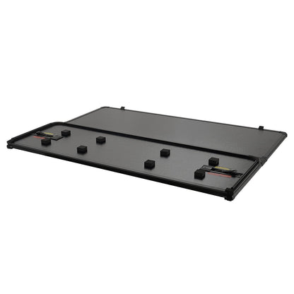 VEVOR Tri-Fold Truck Bed Tonneau Cover, Compatible with 2015-2024 Ford F-150, 2004 mm Bed, Only Fit 2004 x 1656 mm Inside Bed, 181.4 kg Load Capacity with Built-in LED Light, Quick Folding, Black