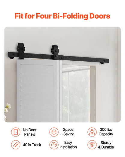 VEVOR Bi-Folding Sliding Barn Door Hardware Track Kit 40" for Two 18" Doors