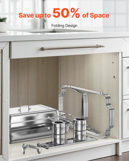 VEVOR 8 Qt 6 Pack Rectangle Chafing Dish Buffet Set Fullsize Pan Stainless Steel