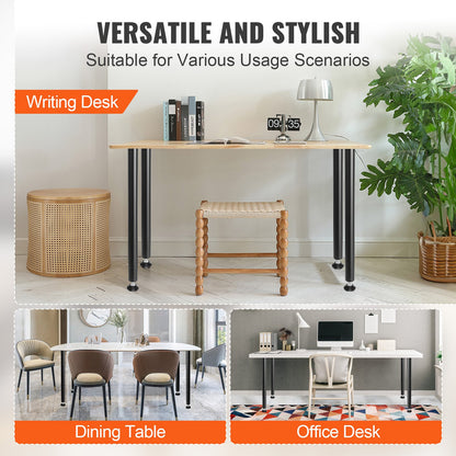 VEVOR 711.2MM Adjustable Desk Legs, Reinforced Steel Office Table Furniture legs Set of 4 for DIY, 544.3KG Load Capacity Heavy Duty Desk Legs, Quick Instalation Legs with Adjustable Foot Cup Black