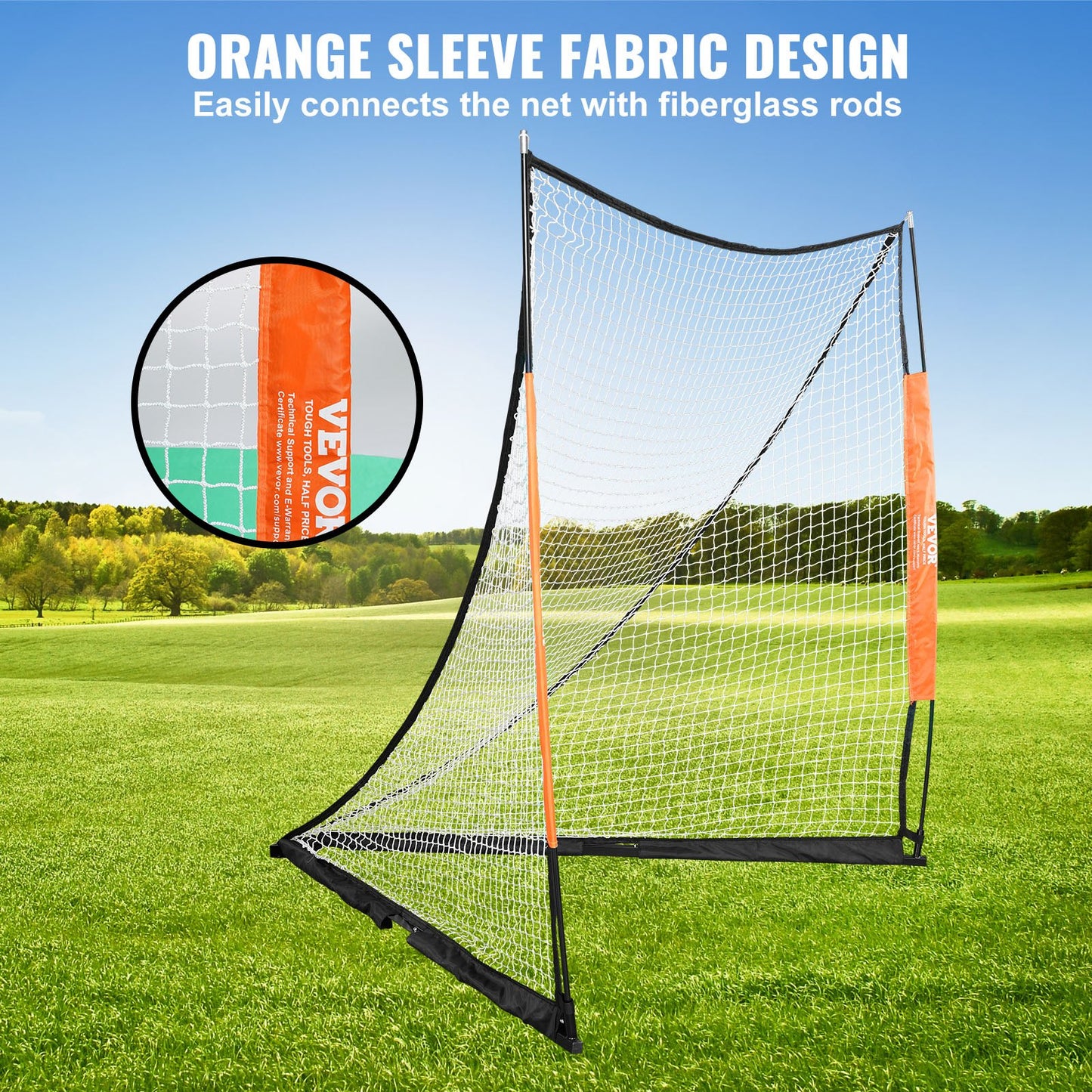VEVOR Lacrosse Goal, 1.8mx1.8m Lacrosse Net, Portable Lacrosse Goal with Carry Bag, Fiberglass Rod Backyard Lacrosse Training Equipment, Easy Setup Collegiate Goal, Perfect for Youth Adult Training