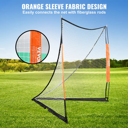 VEVOR Lacrosse Goal, 1.8mx1.8m Lacrosse Net, Portable Lacrosse Goal with Carry Bag, Fiberglass Rod Backyard Lacrosse Training Equipment, Easy Setup Collegiate Goal, Perfect for Youth Adult Training