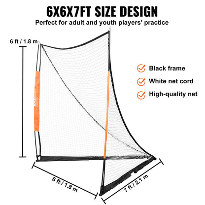 VEVOR Lacrosse Goal, 1.8mx1.8m Lacrosse Net, Portable Lacrosse Goal with Carry Bag, Fiberglass Rod Backyard Lacrosse Training Equipment, Easy Setup Collegiate Goal, Perfect for Youth Adult Training