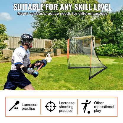 VEVOR Lacrosse Goal, 1.8mx1.8m Lacrosse Net, Portable Lacrosse Goal with Carry Bag, Fiberglass Rod Backyard Lacrosse Training Equipment, Easy Setup Collegiate Goal, Perfect for Youth Adult Training