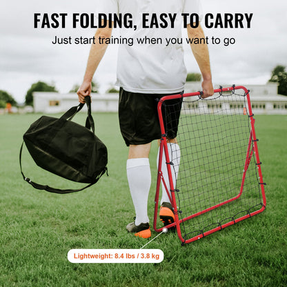 VEVOR Soccer Rebounder Rebound Net, Kick-Back 100x100 cm, Portable Football Training Gifts, Fully Adjustable Angles Goal Net, Aids & Equipment for Kids Teens & All Ages, Easy Set Up & Perfect Storage