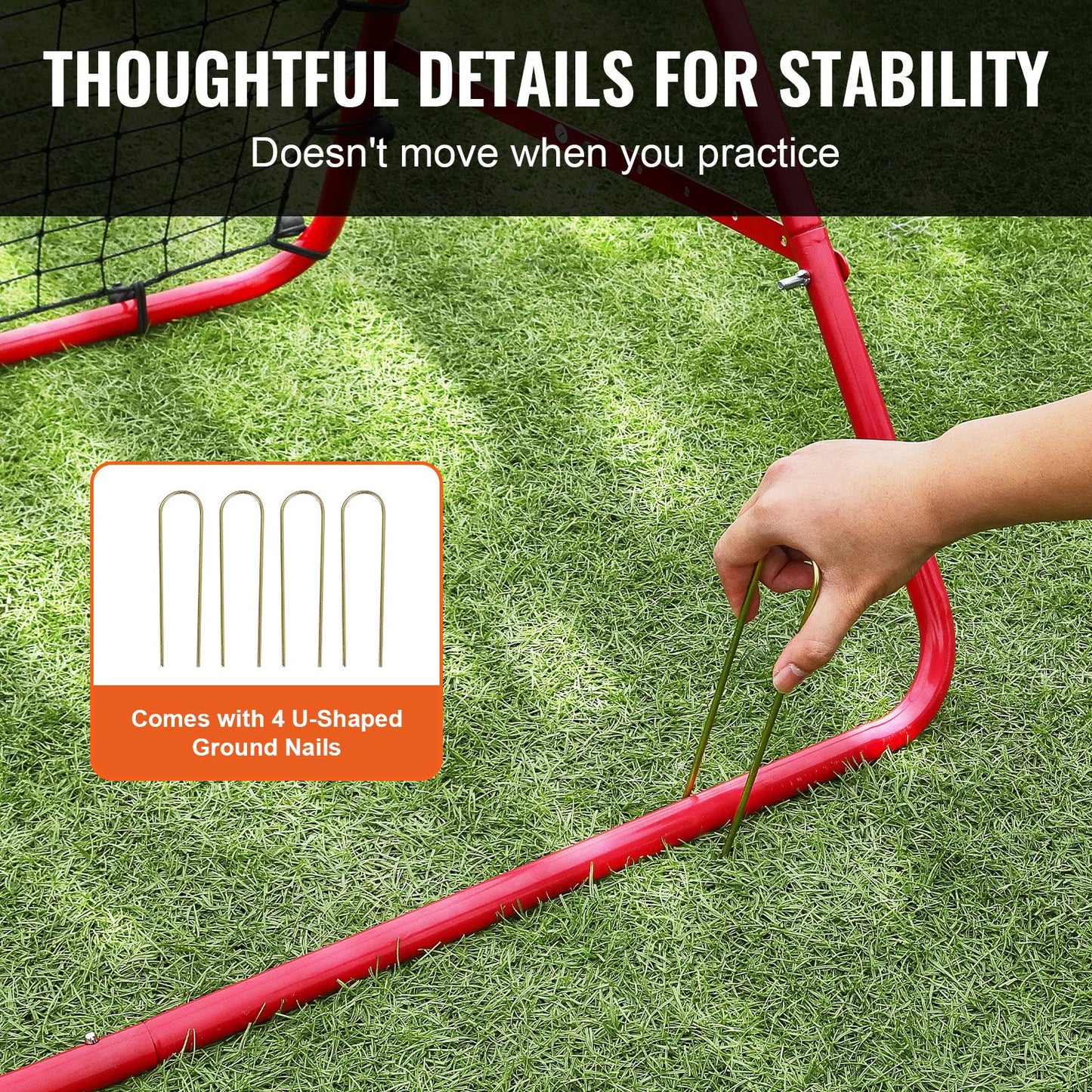 VEVOR Soccer Rebounder Rebound Net, Kick-Back 100x100 cm, Portable Football Training Gifts, Fully Adjustable Angles Goal Net, Aids & Equipment for Kids Teens & All Ages, Easy Set Up & Perfect Storage
