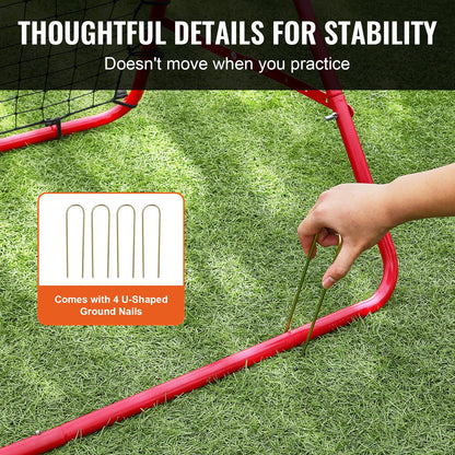 VEVOR Soccer Rebounder Rebound Net, Kick-Back 100x100 cm, Portable Football Training Gifts, Fully Adjustable Angles Goal Net, Aids & Equipment for Kids Teens & All Ages, Easy Set Up & Perfect Storage