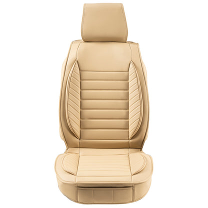 VEVOR Seat Covers, Universal Car Seat Covers Front Seats, 2pcs Faux Leather Seat Cover, Semi-enclosed Design, Detachable Headrest and Airbag Compatible, for Most Cars SUVs and Trucks Beige
