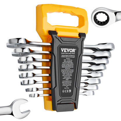 VEVOR Combination Wrench Set 8-Piece Metric 8 mm to 19 mm with Organizer Rack