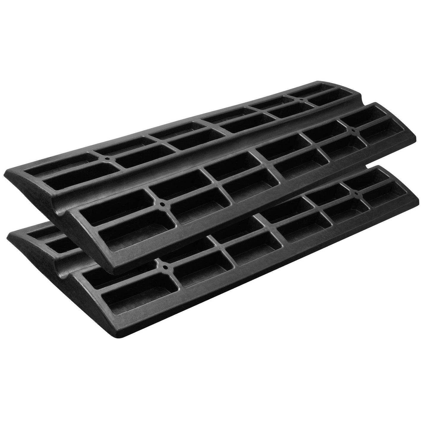 VEVOR Curb Ramp, 2 Pack, 6.5 cm Rise, Rubber Driveway Ramps, Heavy Duty 15 tons Weight Capacity Threshold Ramp, Curbside Bridge Ramps for Loading Dock Garage Sidewalk, Expandable Full Ramp Set