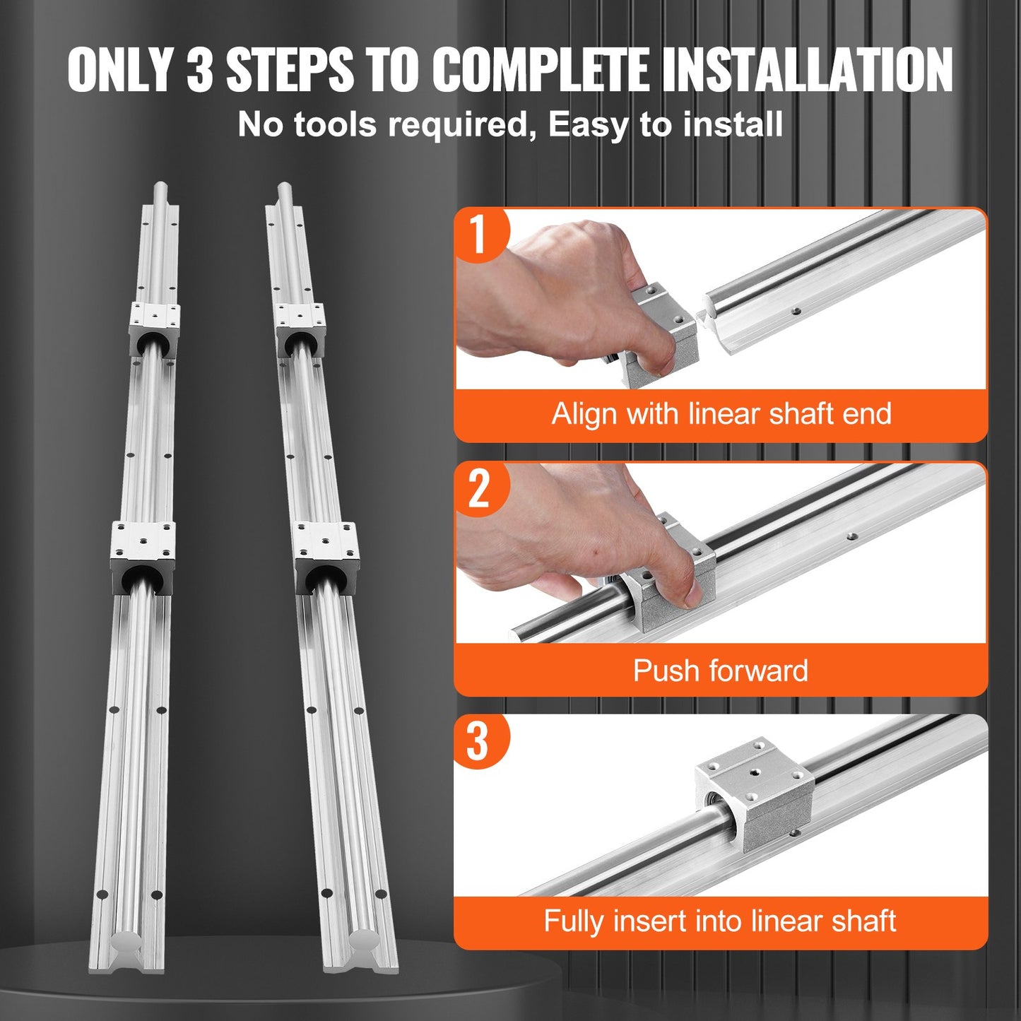 VEVOR Linear Guide Rail Set, SBR16 1000mm, 2 PCS 39.4 in/1000 mm SBR16 Guide Rails and 4 PCS SBR16UU Slide Blocks, Linear Rails and Bearings Kit for Automated Machines DIY Project CNC Router Machines