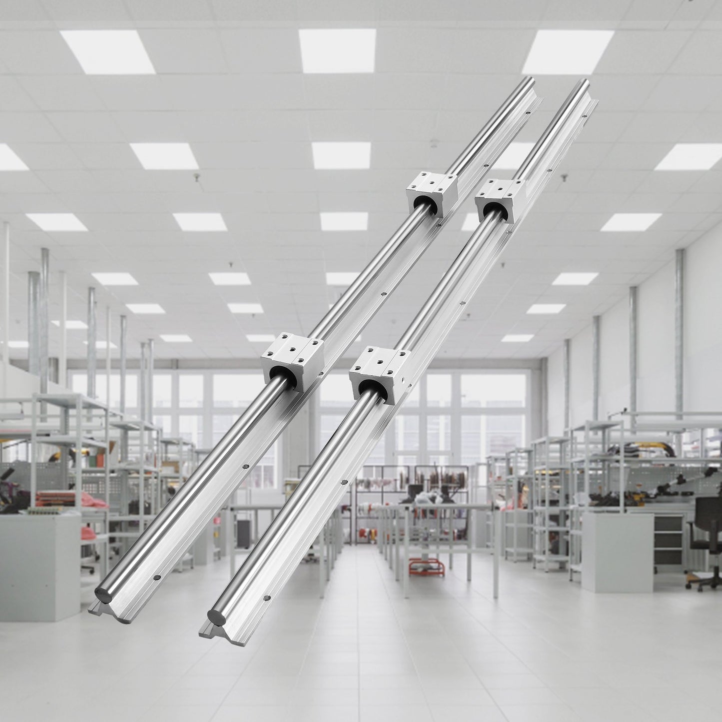 VEVOR Linear Guide Rail Set, SBR16 1000mm, 2 PCS 39.4 in/1000 mm SBR16 Guide Rails and 4 PCS SBR16UU Slide Blocks, Linear Rails and Bearings Kit for Automated Machines DIY Project CNC Router Machines