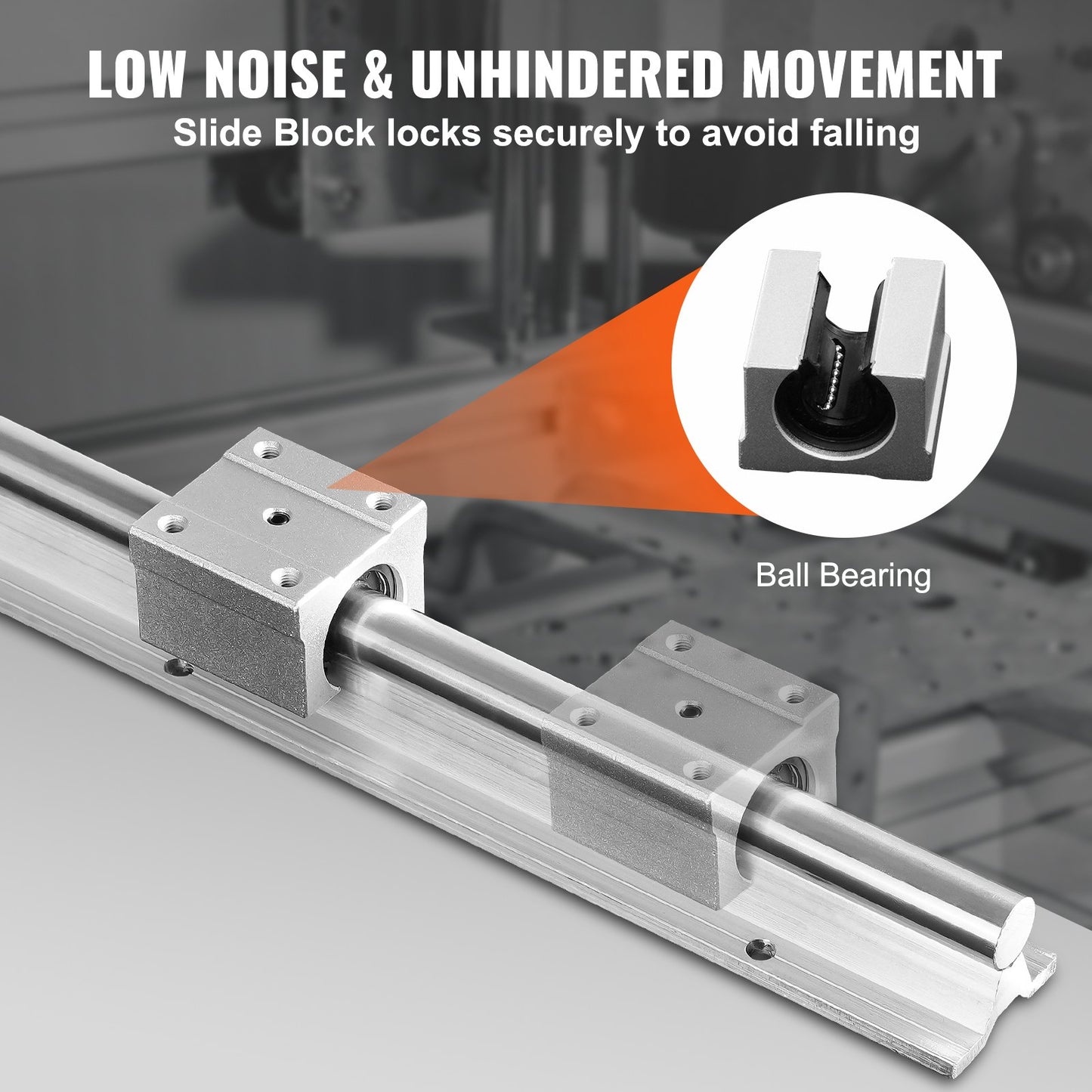 VEVOR Linear Guide Rail Set, SBR20 1500mm, 2 PCS 59 in/1500 mm SBR20 Guide Rails and 4 PCS SBR20UU Slide Blocks, Linear Rails and Bearings Kit for Automated Machines DIY Project CNC Router Machines