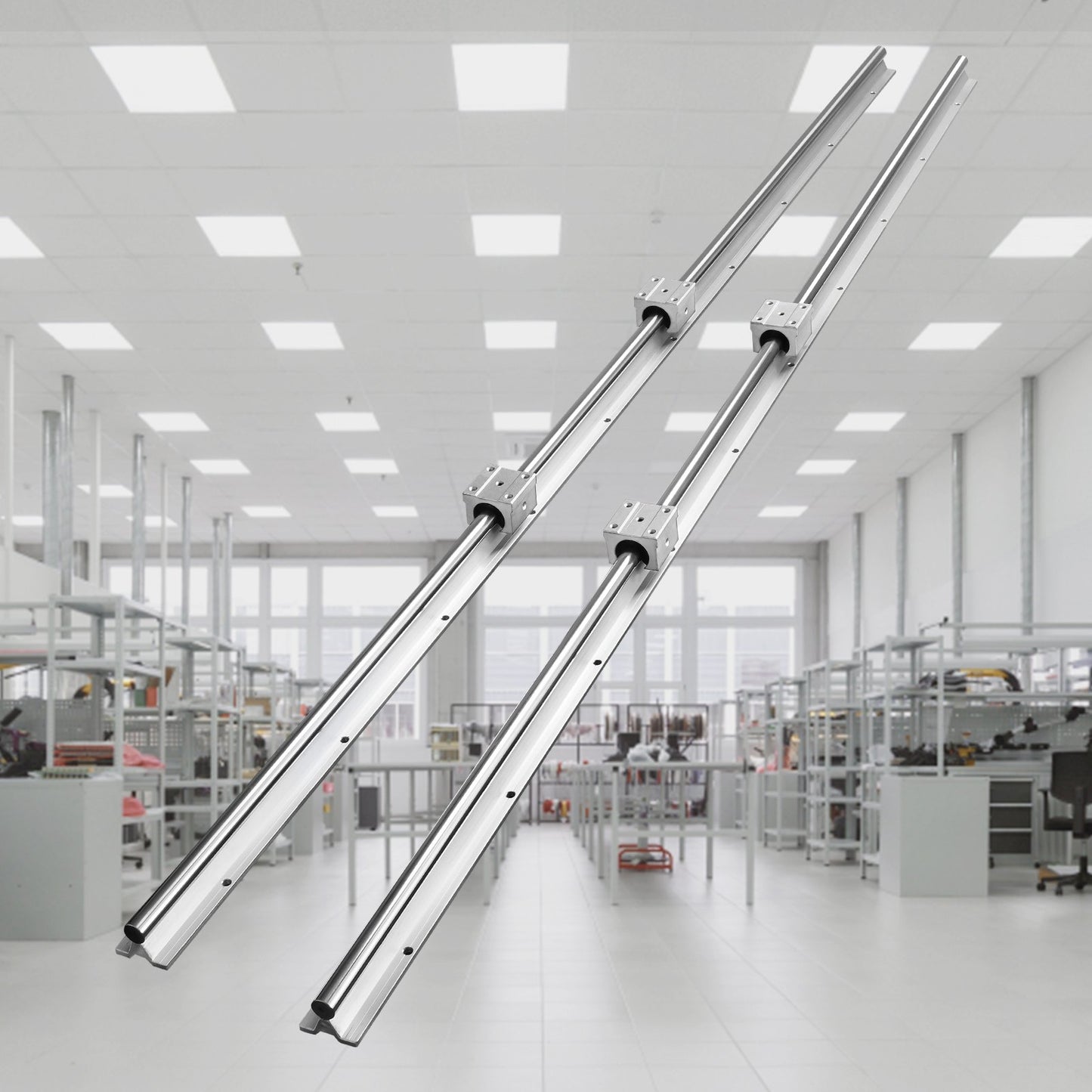 VEVOR Linear Guide Rail Set, SBR20 1500mm, 2 PCS 59 in/1500 mm SBR20 Guide Rails and 4 PCS SBR20UU Slide Blocks, Linear Rails and Bearings Kit for Automated Machines DIY Project CNC Router Machines
