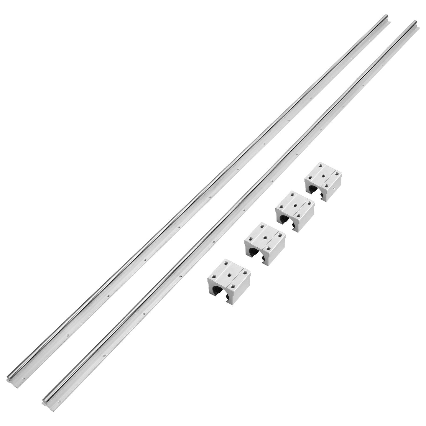 VEVOR Linear Guide Rail Set, SBR20 2200mm, 2 PCS 86.6 in/2200 mm SBR20 Guide Rails and 4 PCS SBR20UU Slide Blocks, Linear Rails and Bearings Kit for Automated Machines DIY Project CNC Router Machines